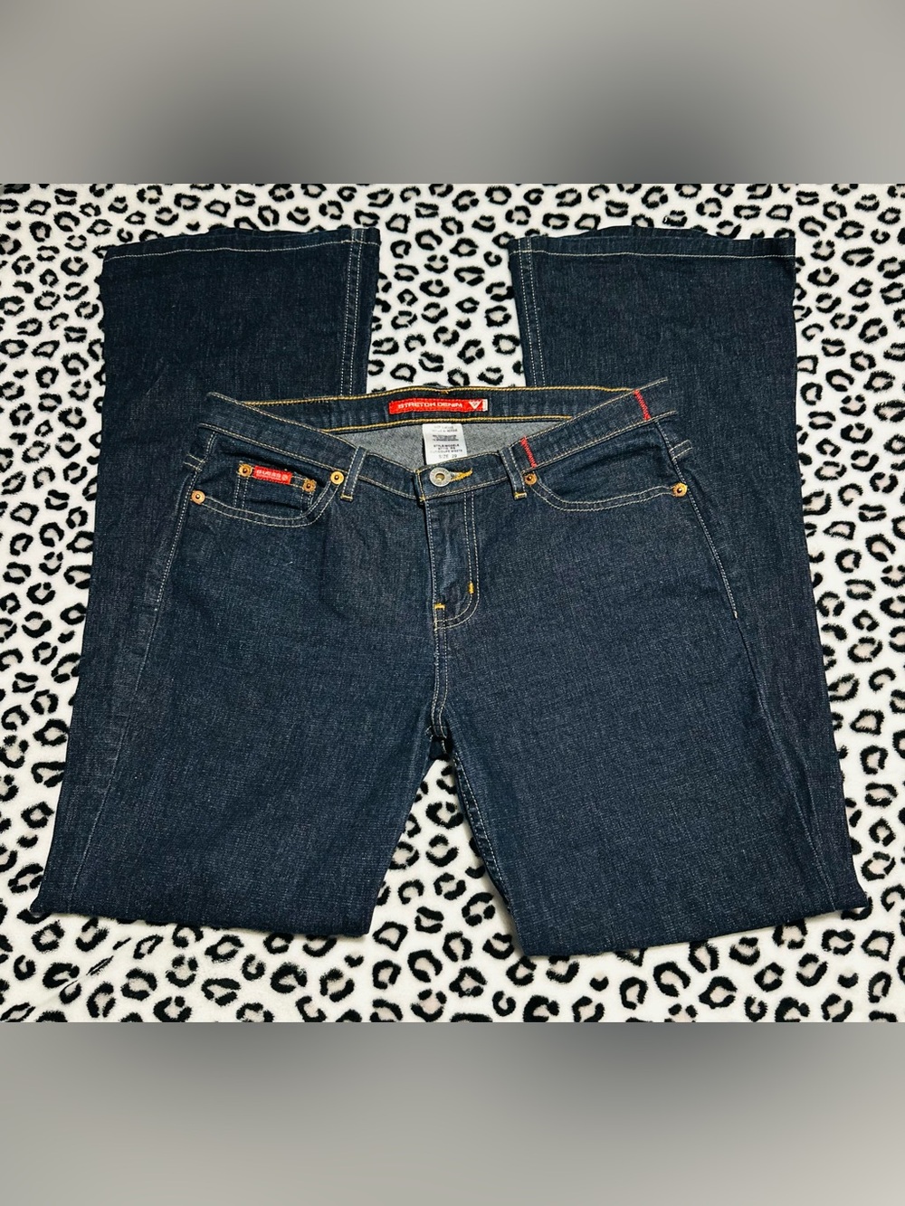 VintageY2K Guess Jeans Dark Wash Stretch Denim Boot Cut Gold Rivet Accents,Sz 29